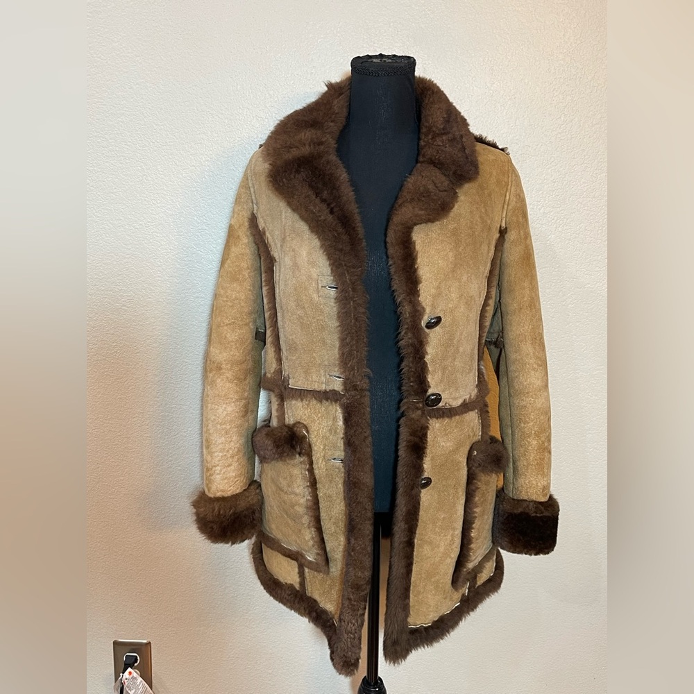 RAFEL Brown and tan long Shearling Coat